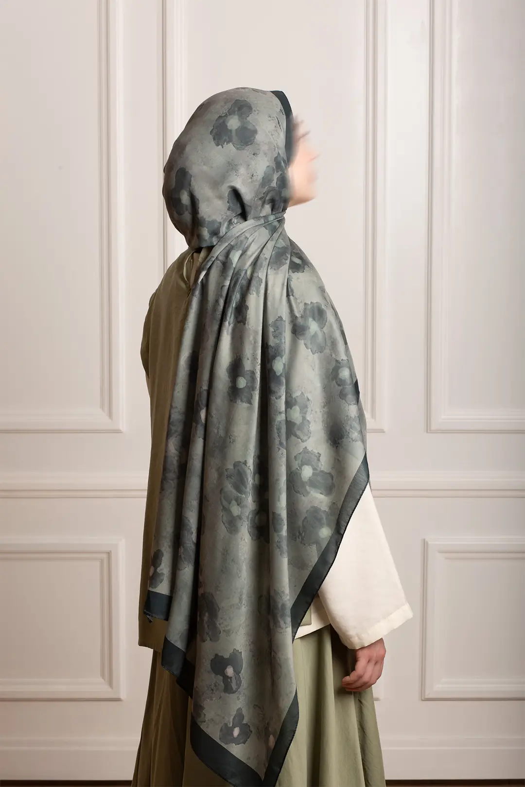 Autumn Serenade Patterned Soft Shawl Light Green 9