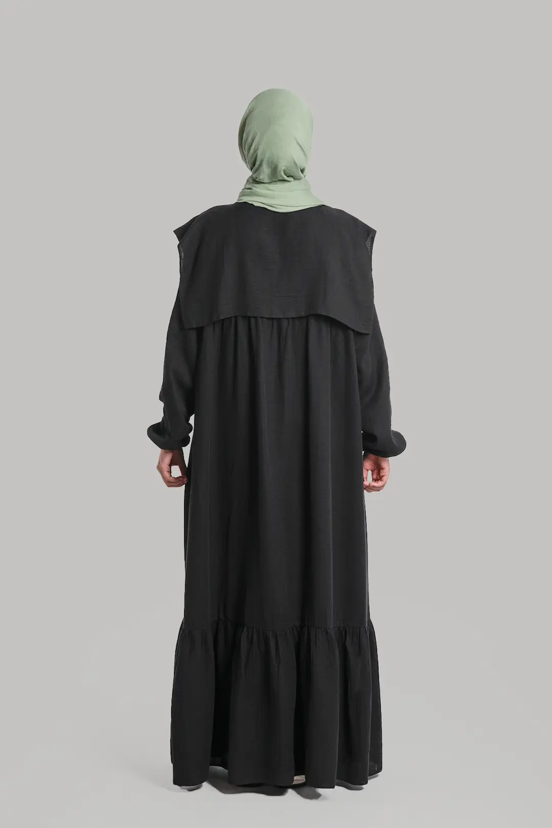 Collared Muslin Dress Black 5