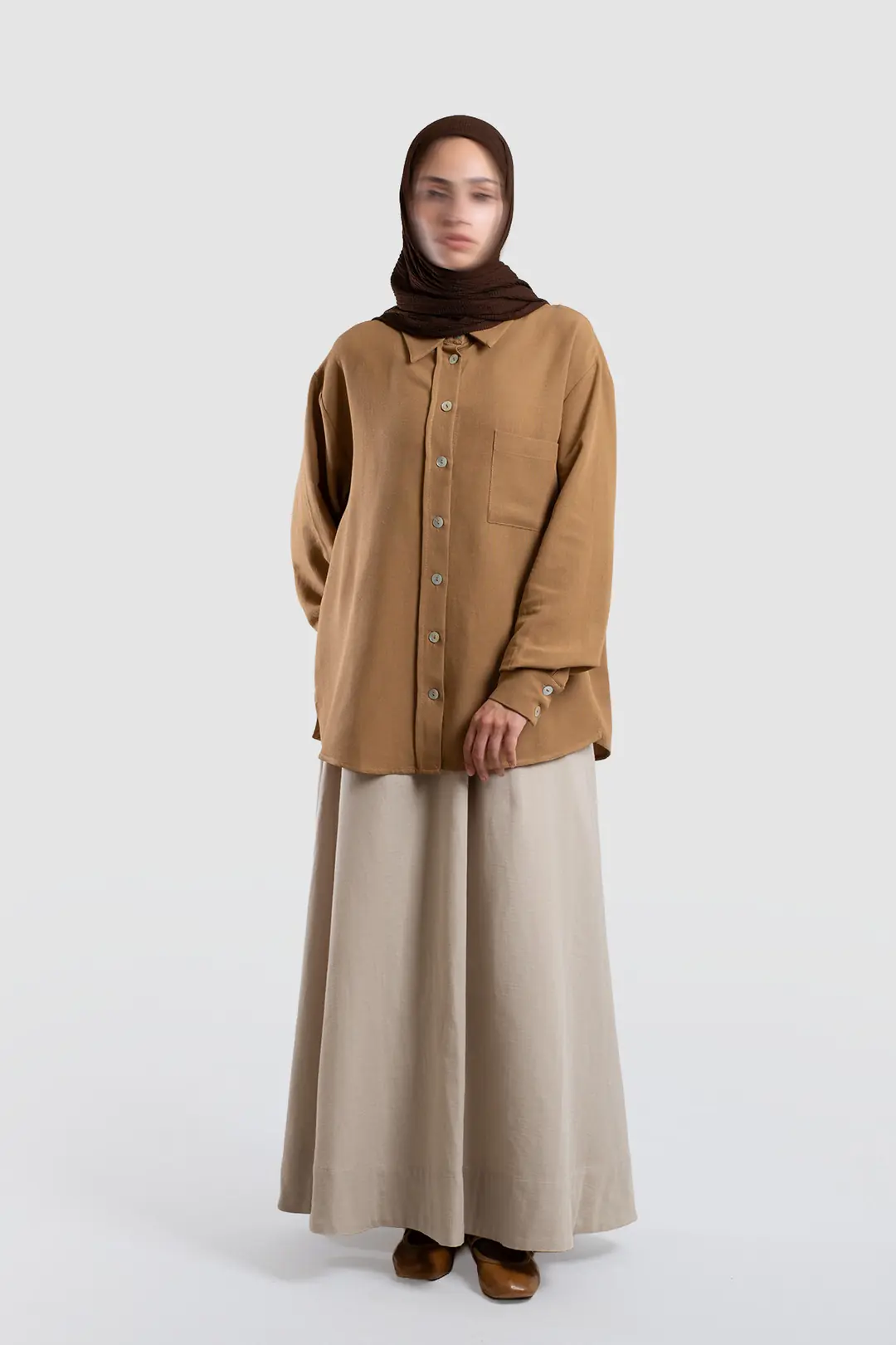 Classic Collar Linen Shirt Mustard