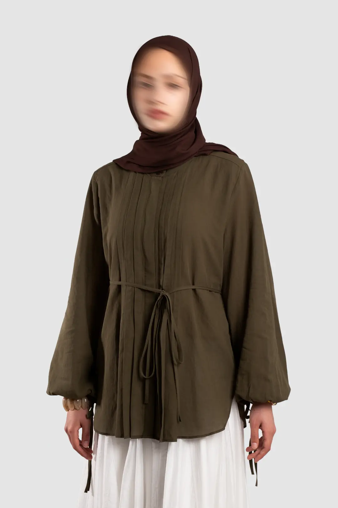 Ribbed Cotton Voile Shirt, Khaki 7