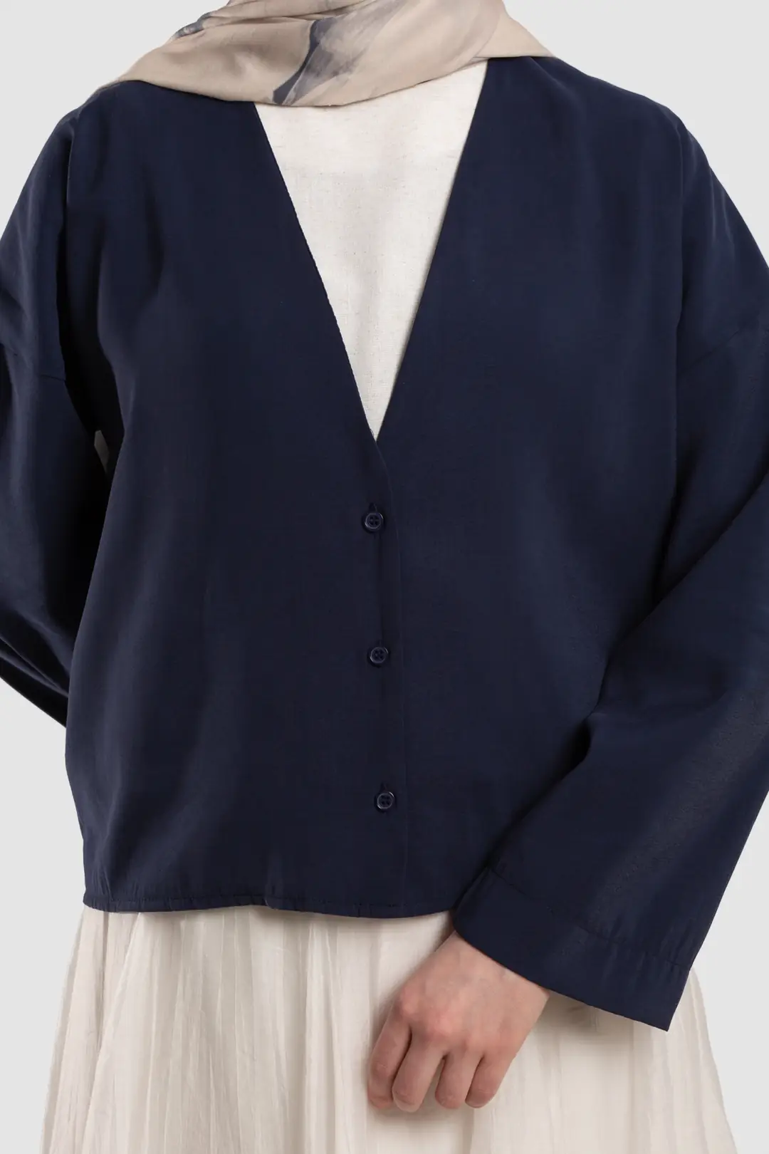 Soft Modal Button-Down Jacket, Navy Blue 6