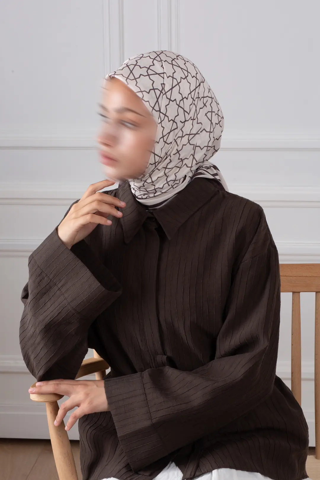 Yıldız Desen Desenli Soft Eşarp Kahve