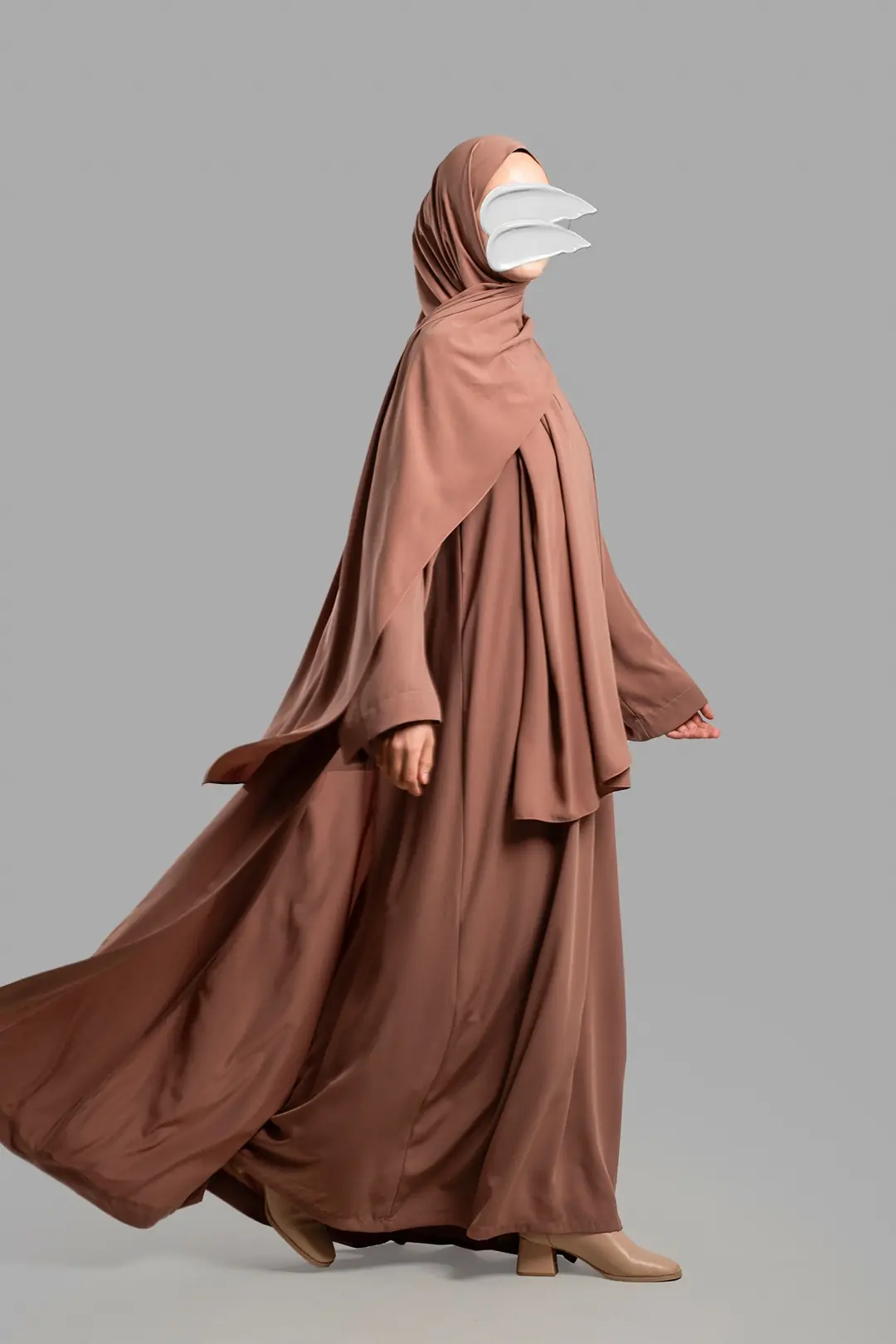 Medina Silk Abaya Set, Baby Pink