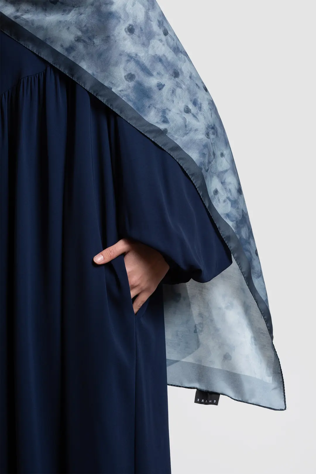 Navy Blue Zip-Up Abaya with Yoke 7