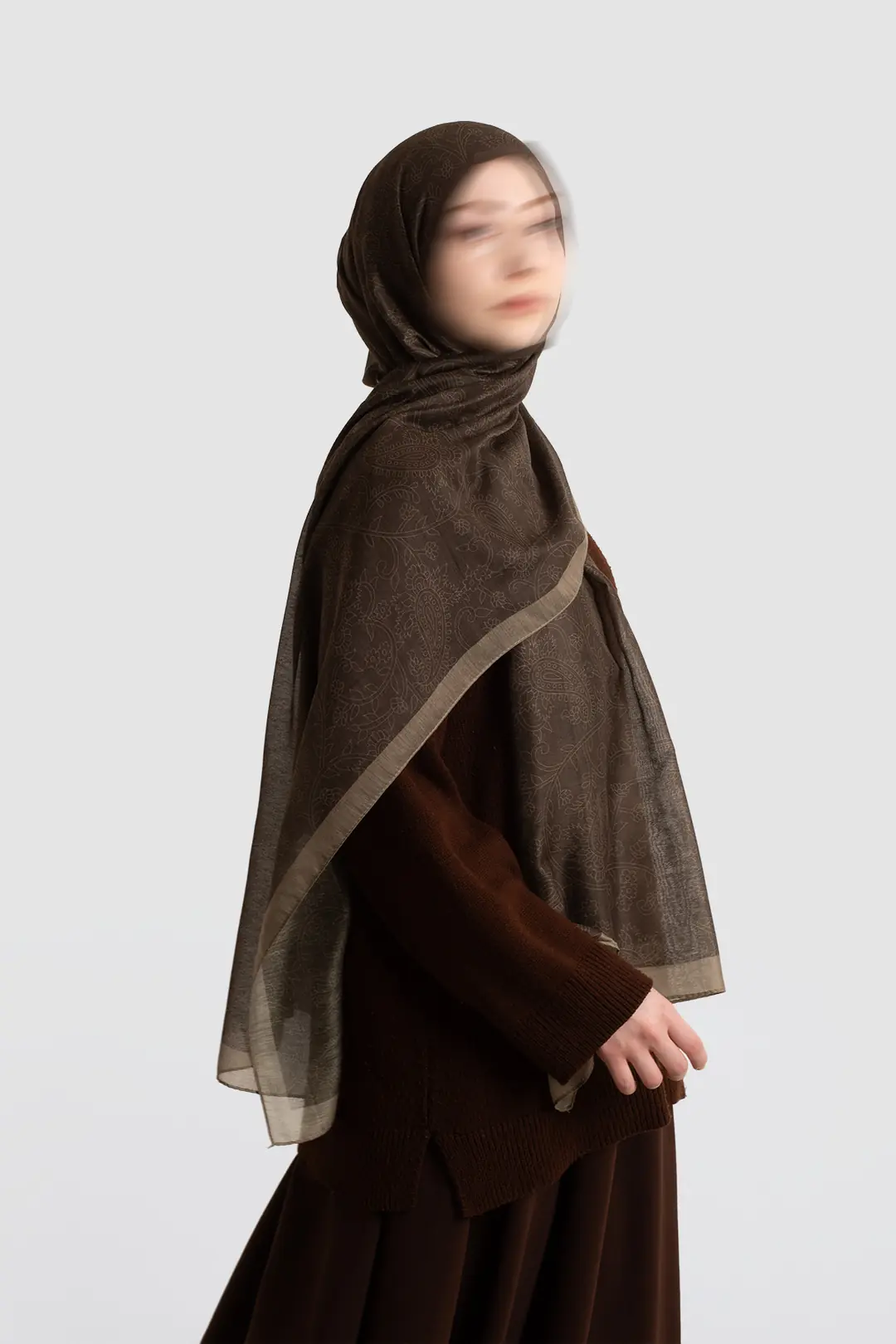 Mystic Texture Patterned Cotton Scarf, Khaki 5