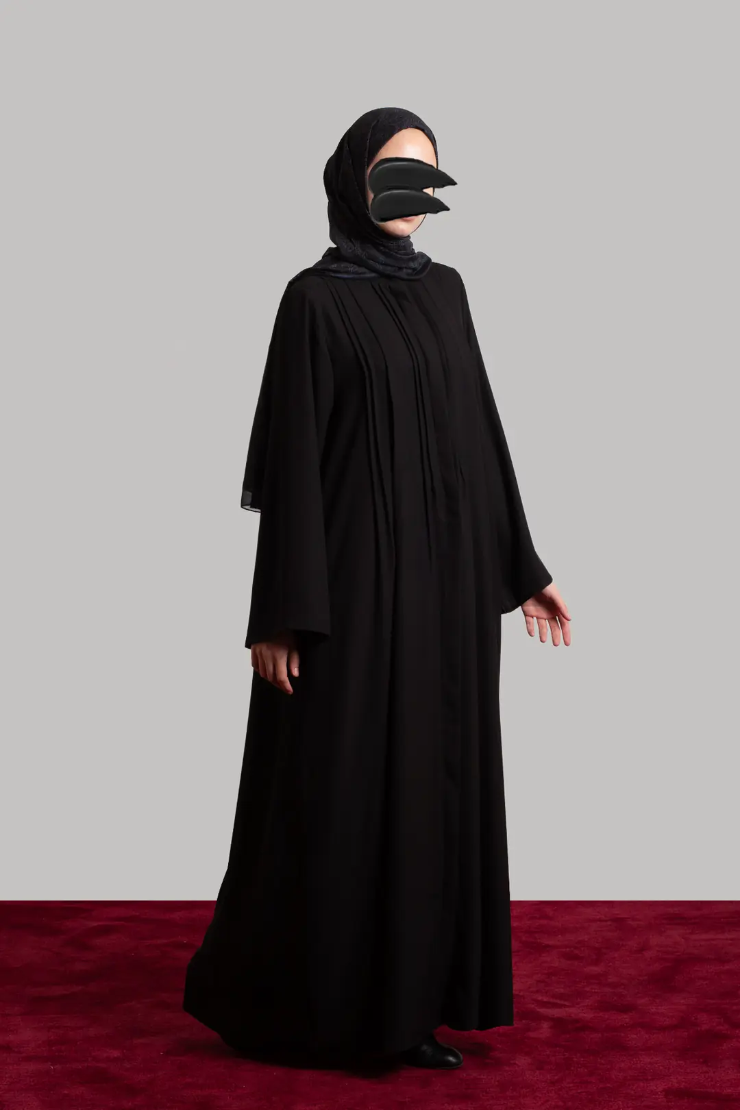 Ribbed Buttoned Abaya Black 8