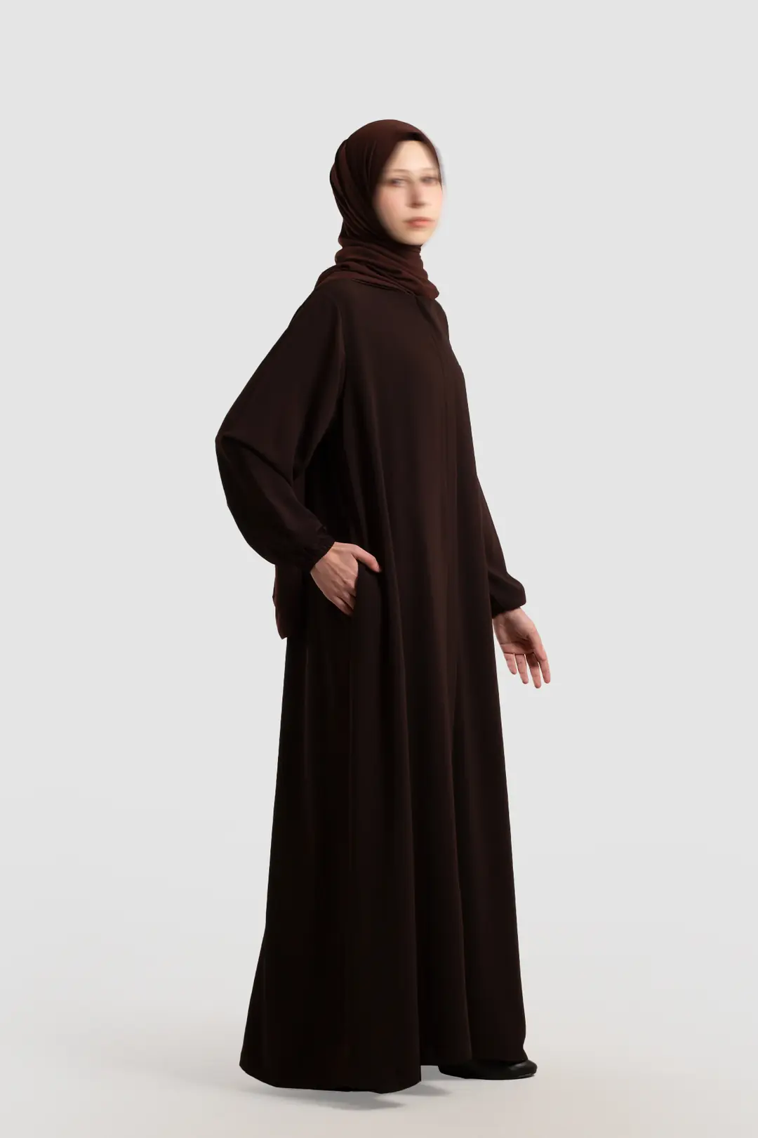 Arya Full-Length Zippered Abaya Bitter Brown 3