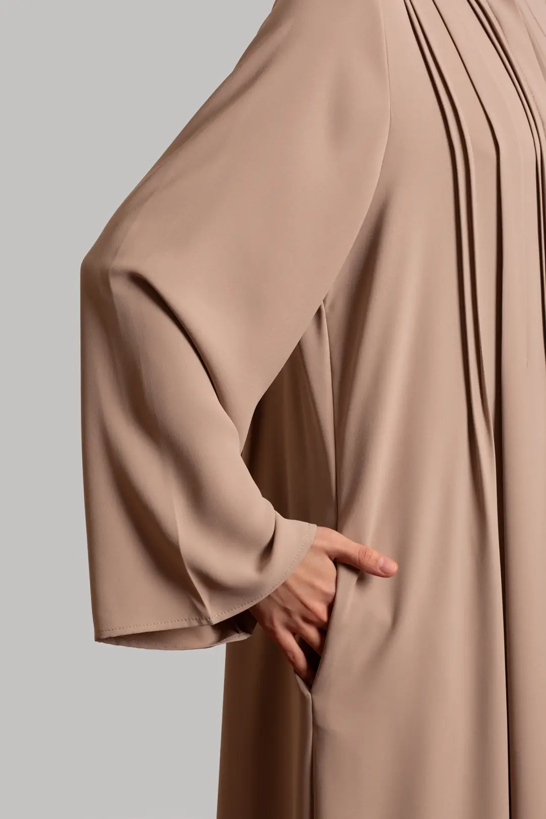Ribbed Buttoned Abaya Stone 6