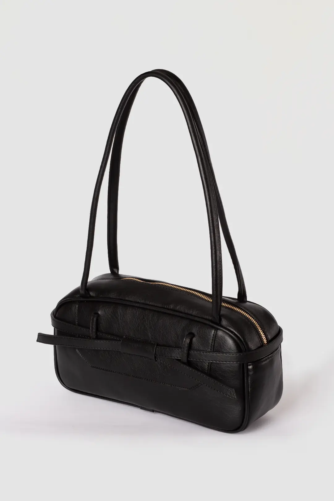 Baguette Leather Shoulder Bag, Black 4