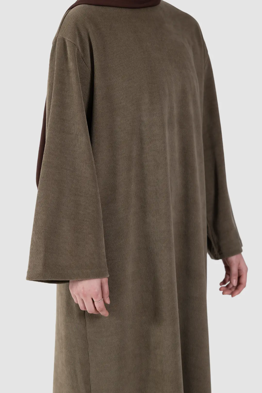 Örme Triko Oversize Elbise Haki 6