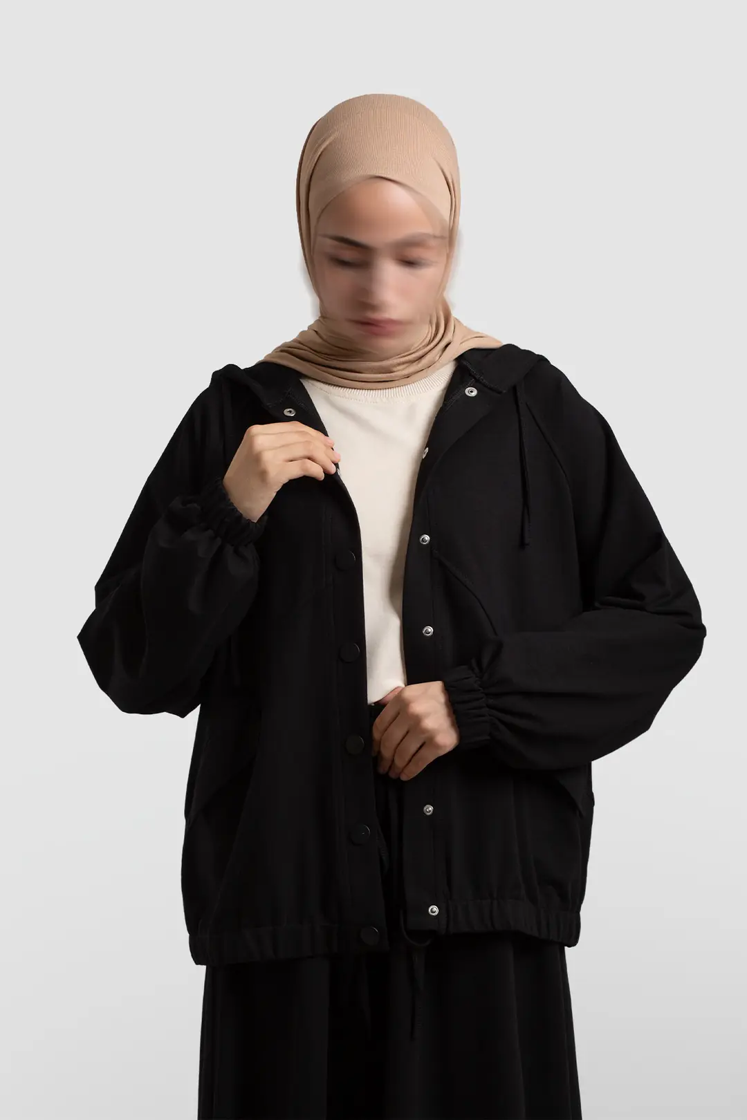 Çıtçıtlı Bomber Sweatshirt Siyah 7