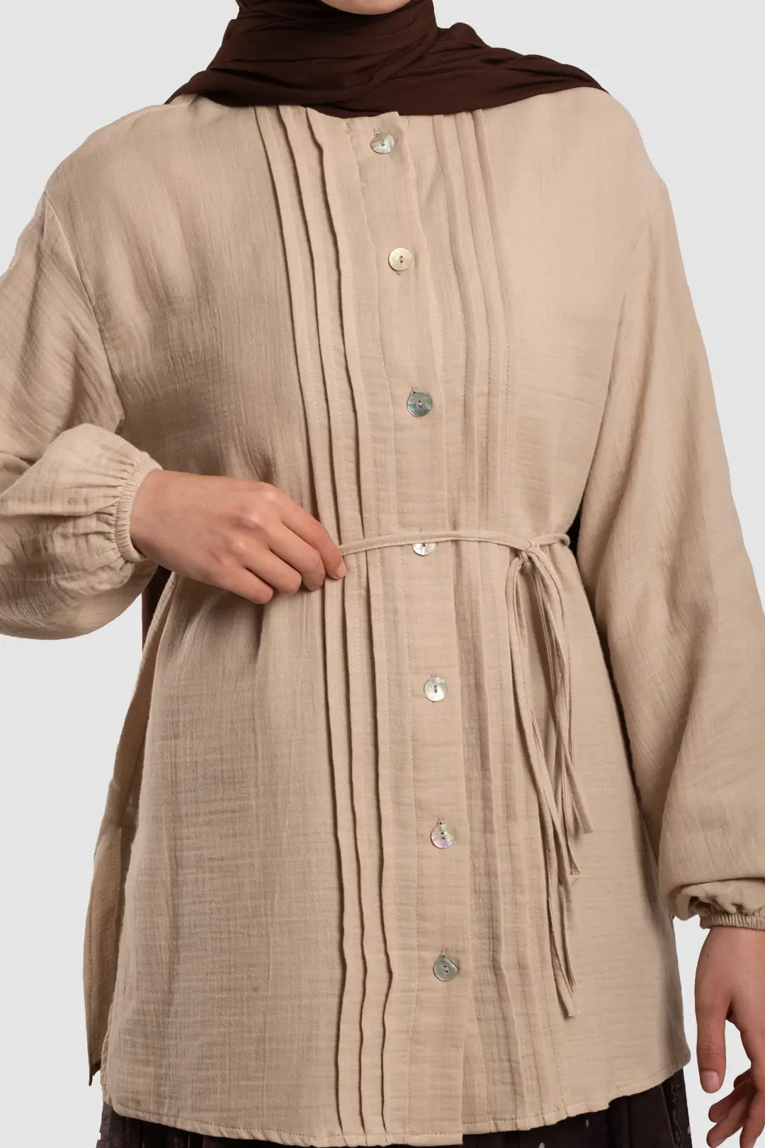 Ribbed Muslin Shirt with Stone Embellishments 7