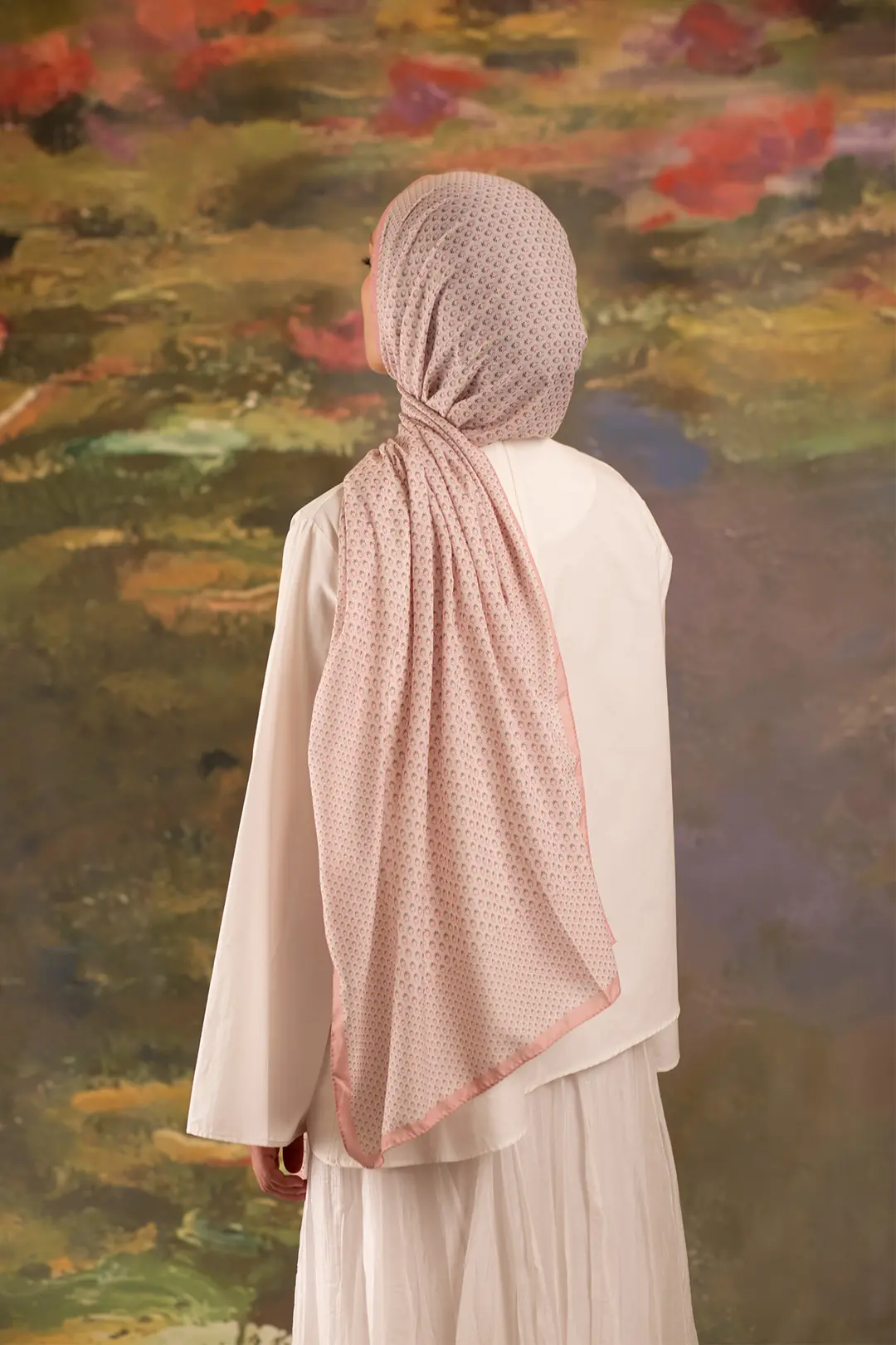 Pudra Buharı Desenli Soft Şal Şeker Pembe 5