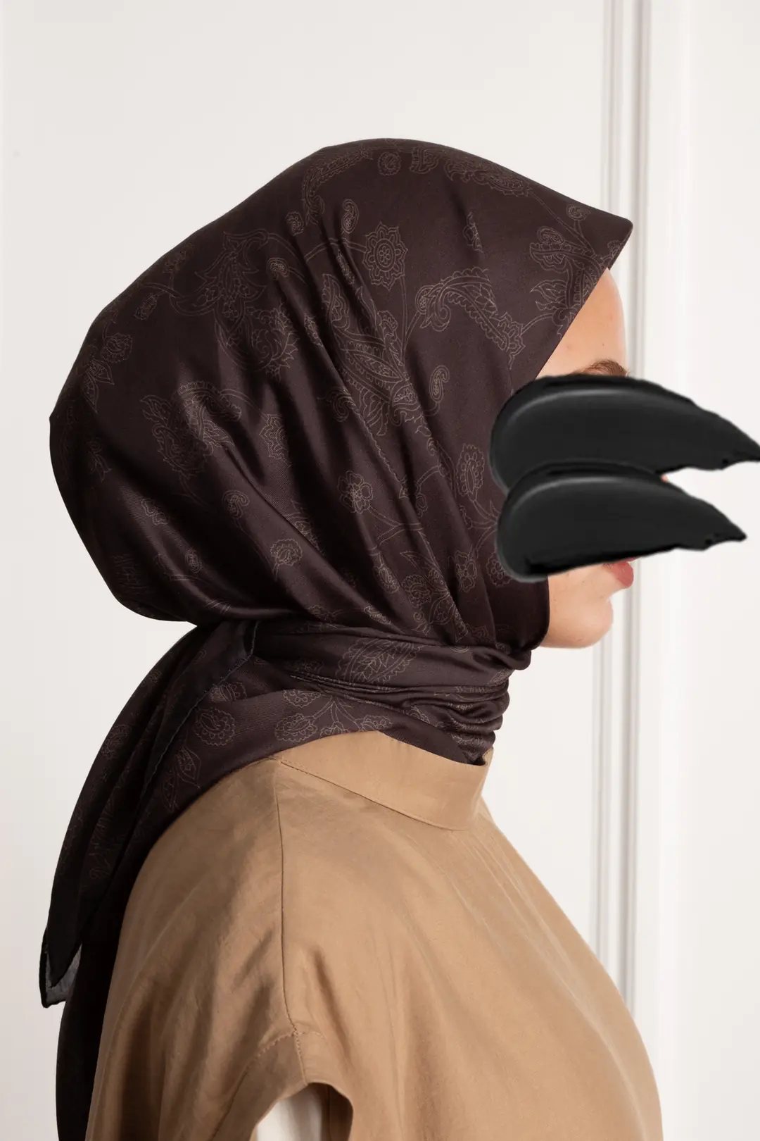 Nightshade Patterned Soft Scarf, Dark Brown 3
