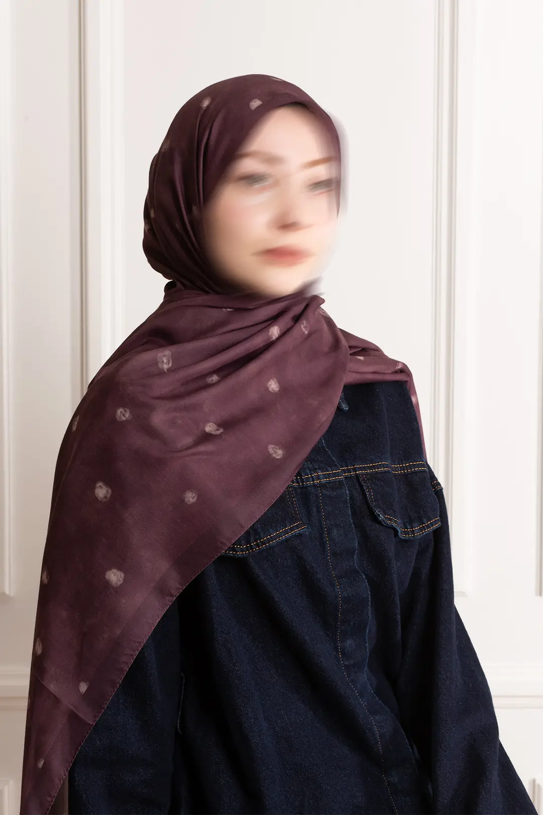 Distant Garden Patterned Soft Scarf Burgundy 4