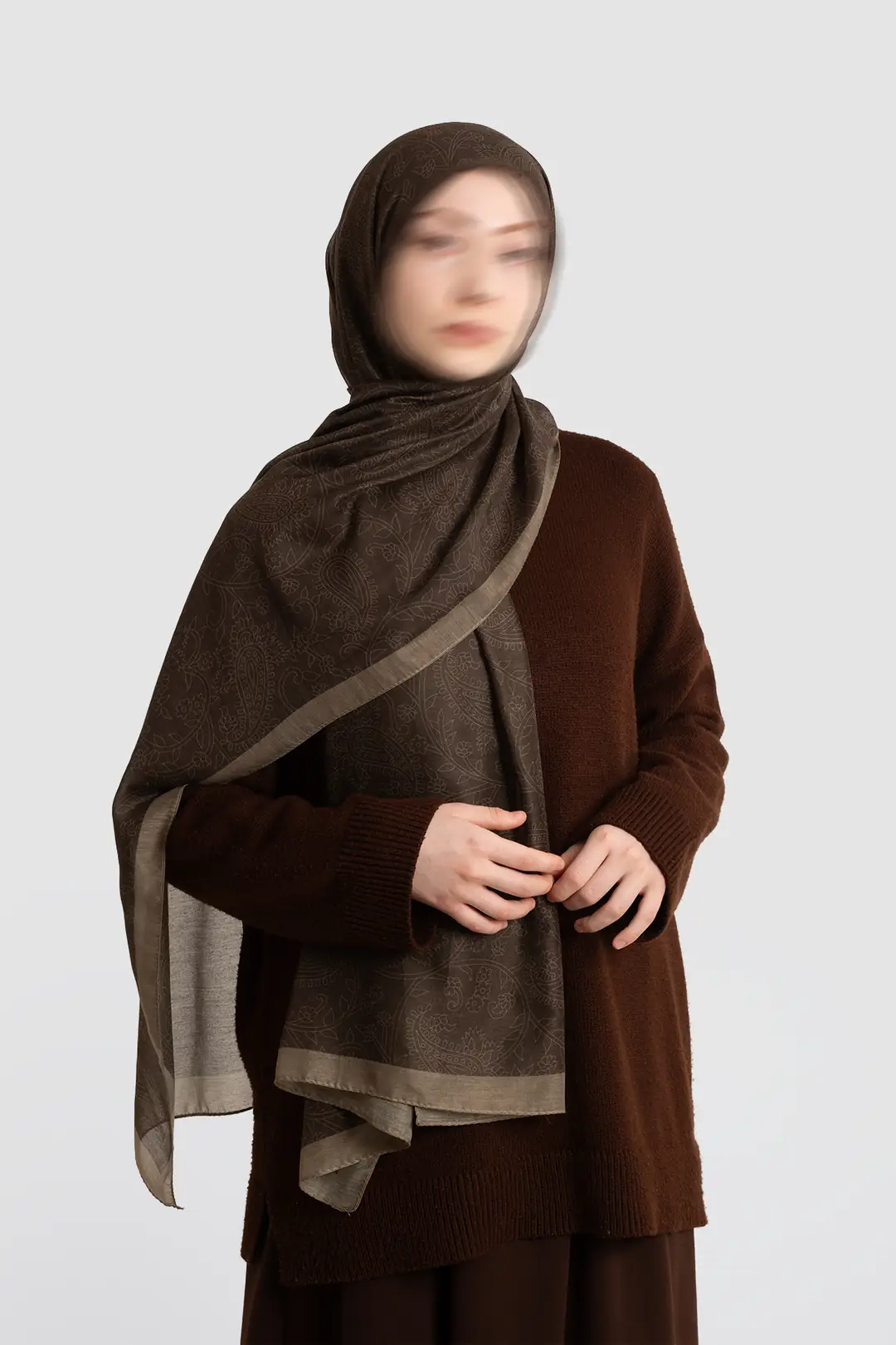 Mystic Texture Patterned Cotton Scarf, Khaki 6