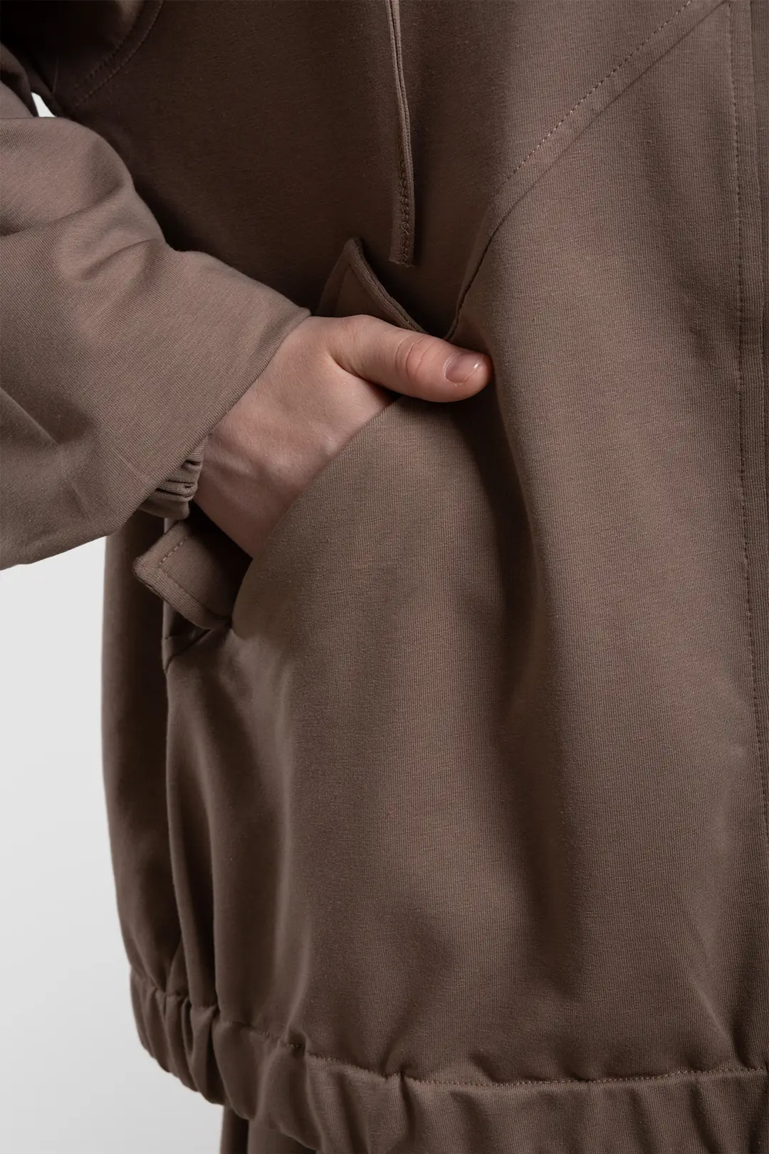 Çıtçıtlı Bomber Sweatshirt Açık Kahve 3