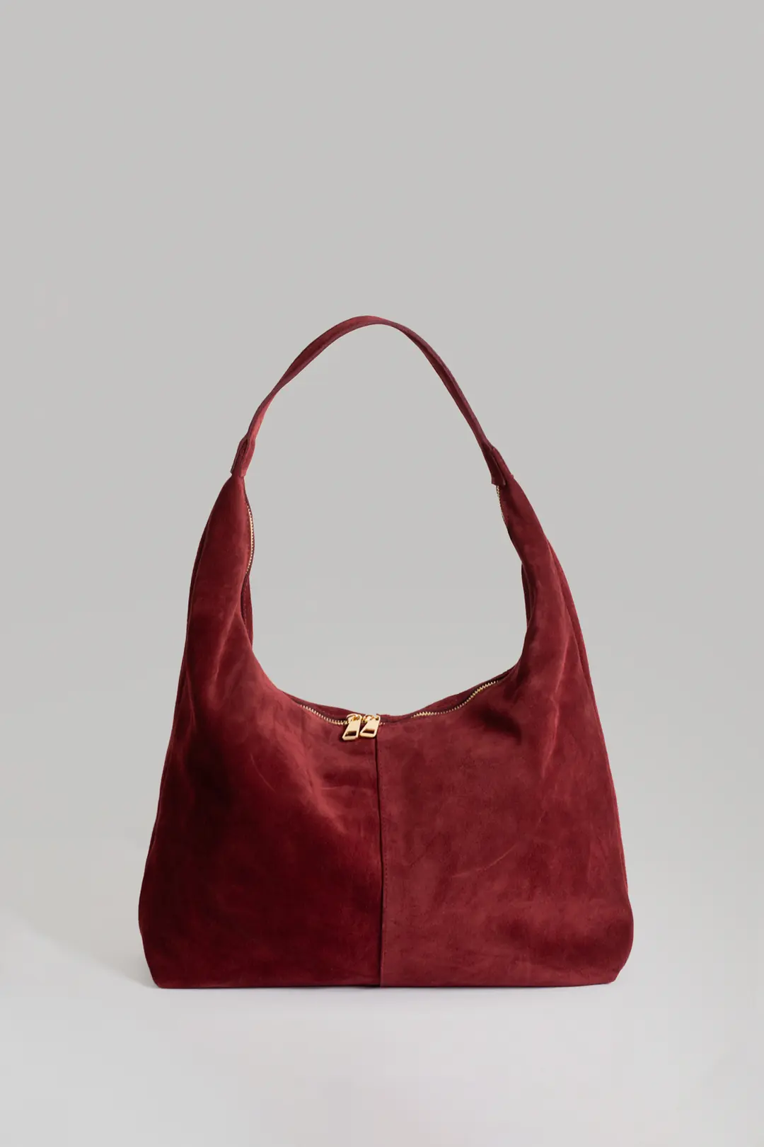 Süet Maxi Kol Çantası - Bordo