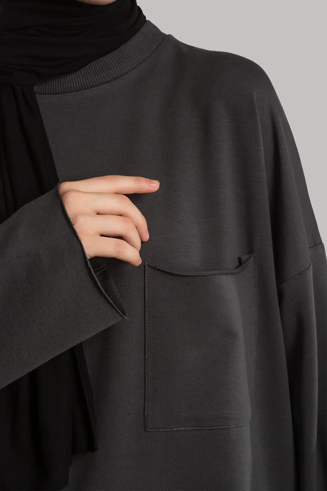 Etek Üstü Pamuklu Tunik Füme 6