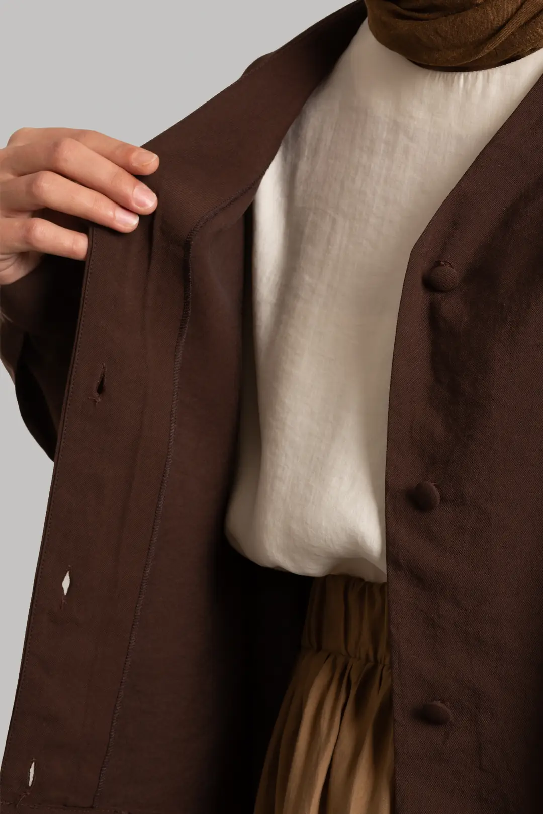 Modal Button-Down Jacket, Dark Brown 6