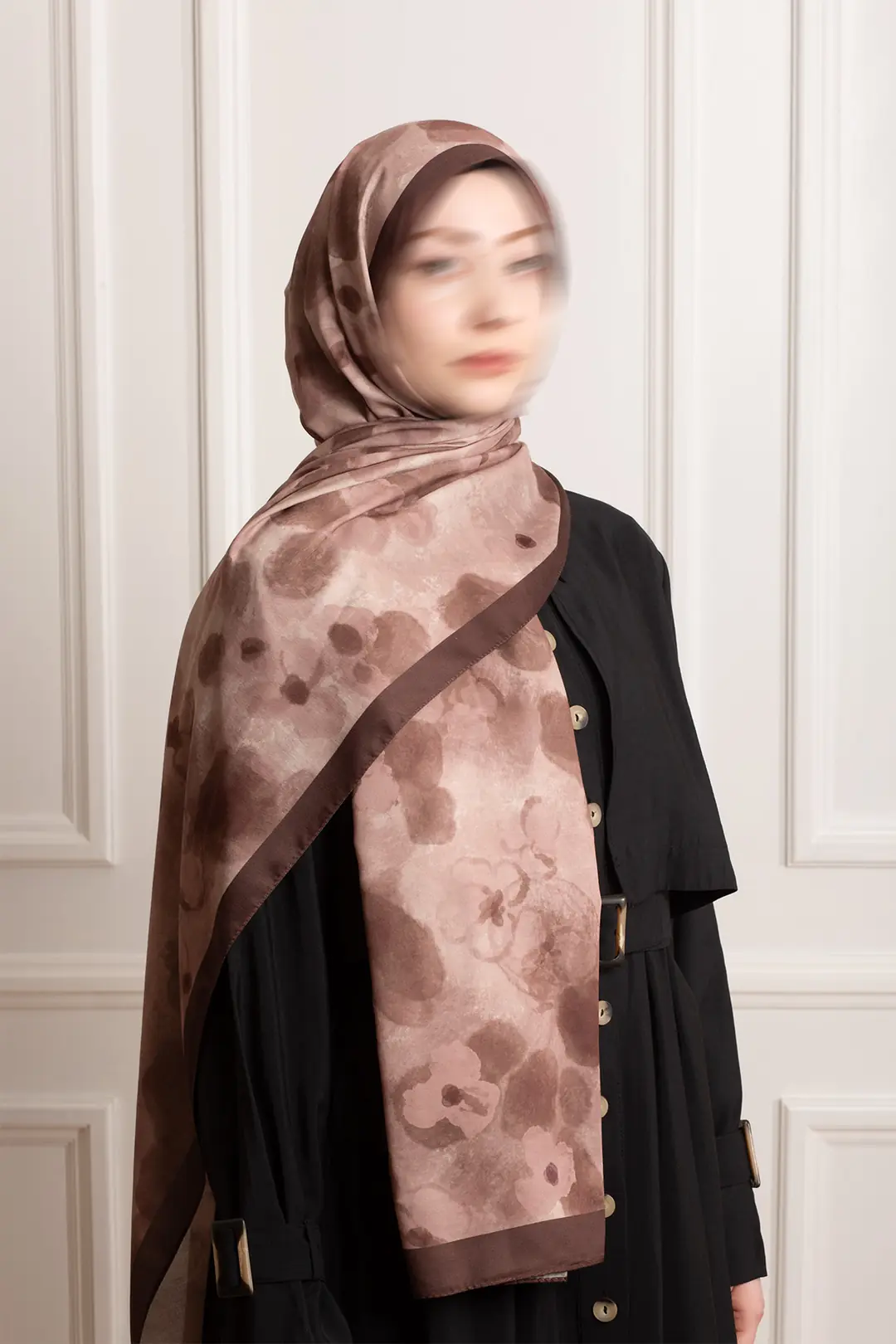 Autumn Serenade Patterned Soft Shawl in Coffee 3