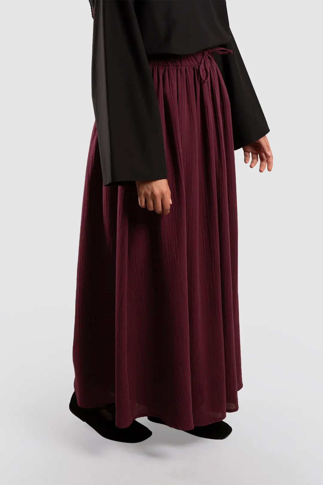 Müslin Bağlamalı Etek Bordo 7