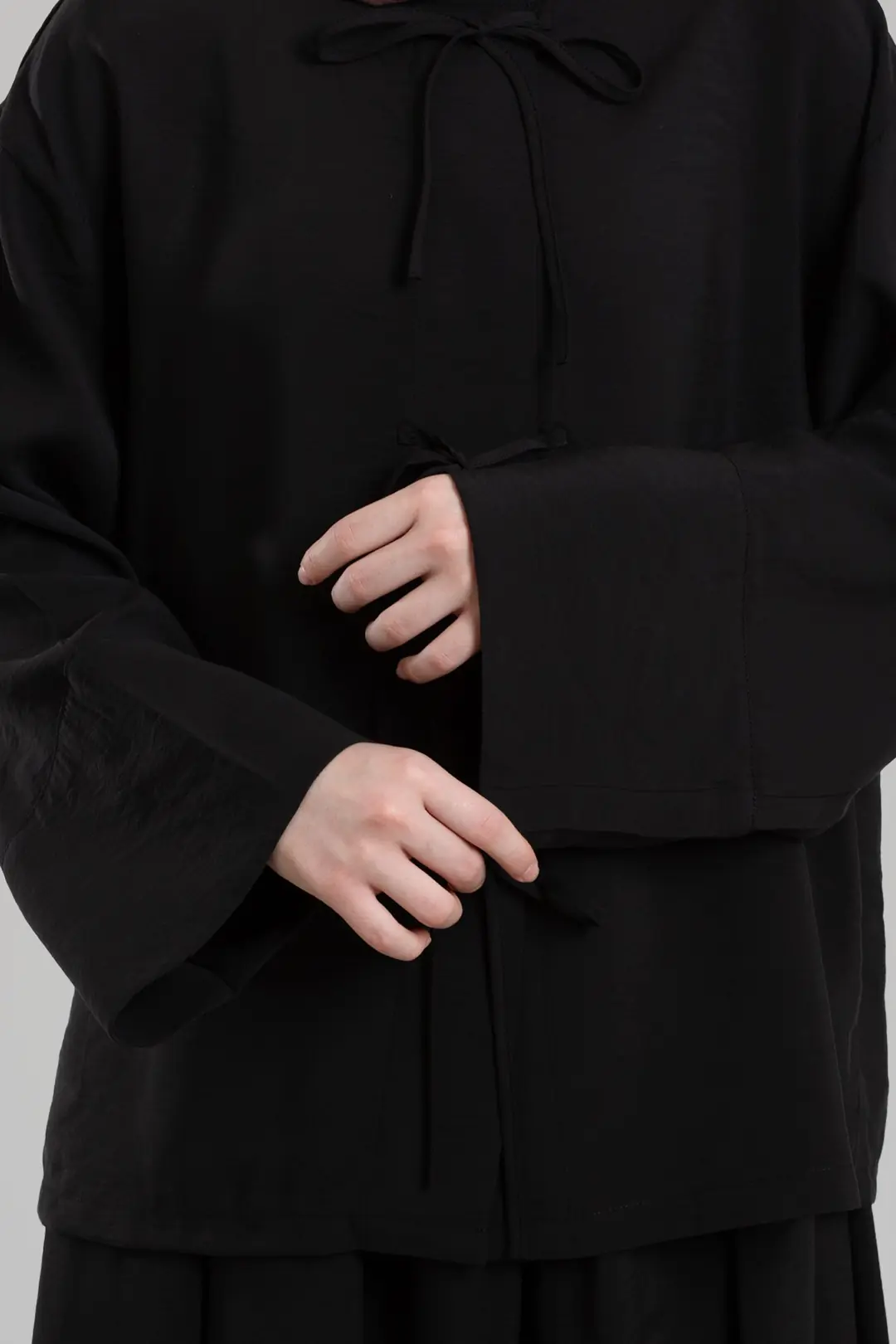 Black Modal Blouse with Tie 3