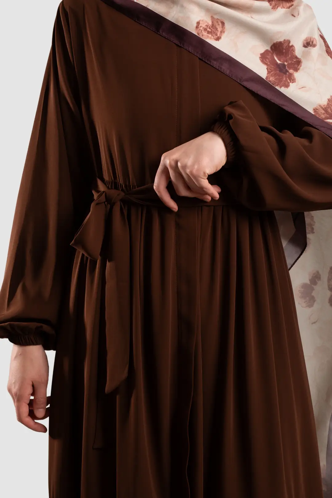Duru Zippered Abaya in Dark Brown 7