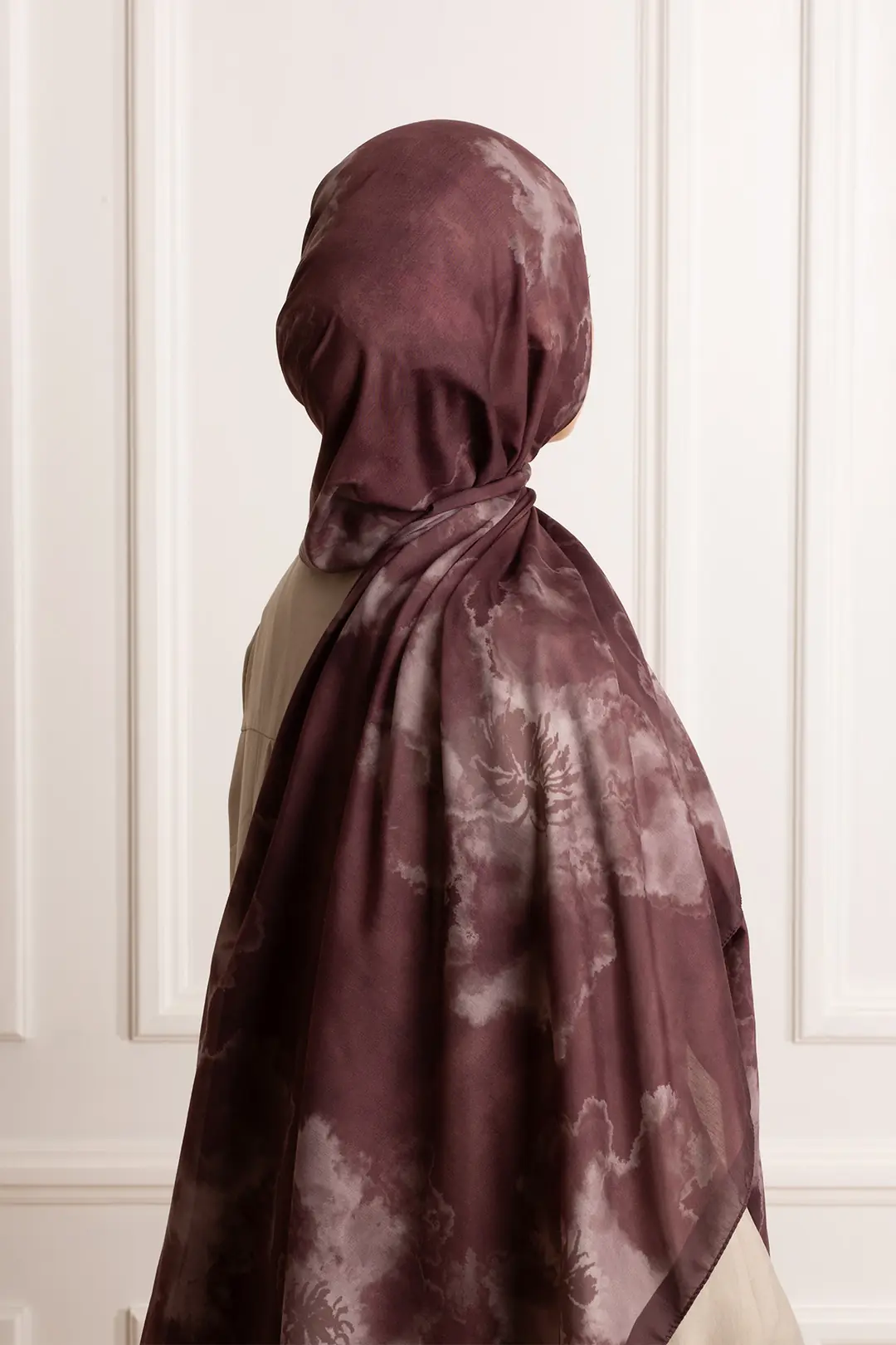 Puslu Bahçe Desenli Soft Şal Bordo 8