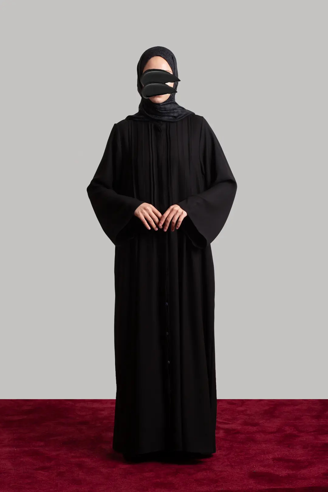 Ribbed Buttoned Abaya Black 7