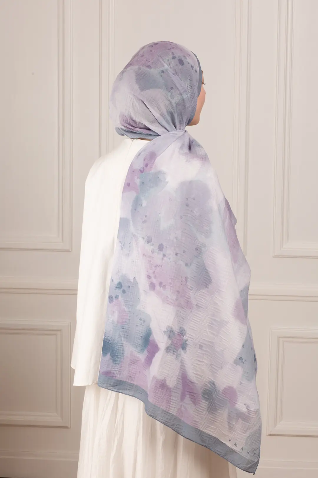 Pastel Bahçe Desenli Müslin Şal Lavanta 4