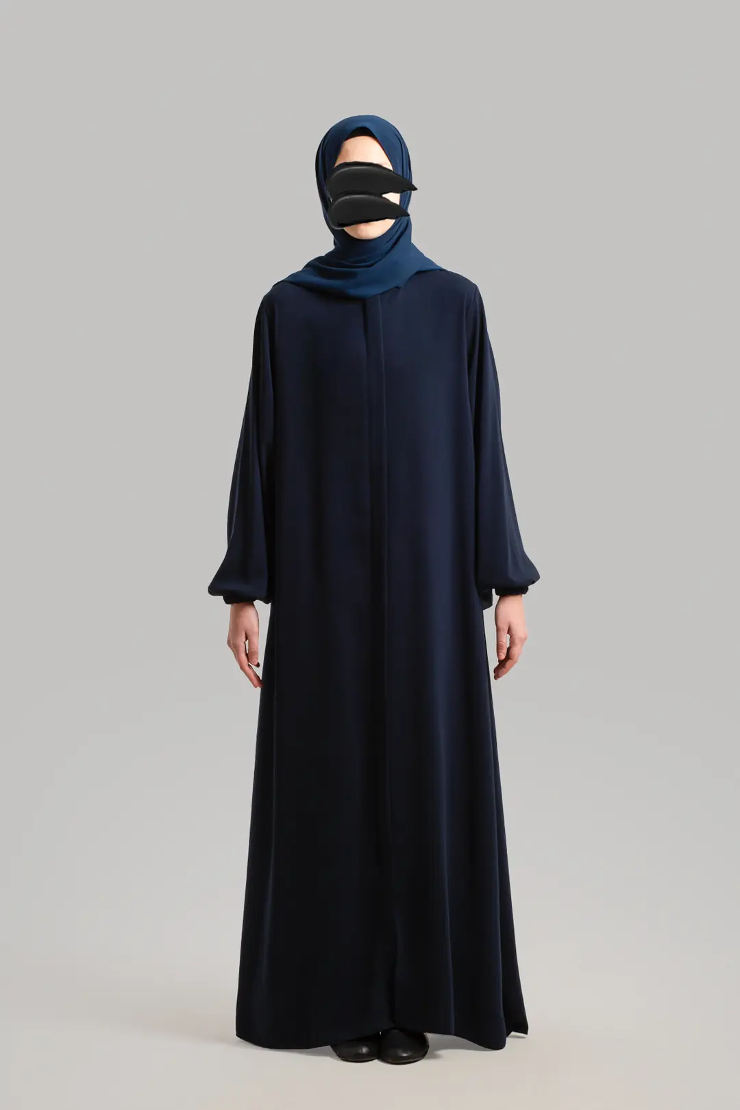 Arya Full-Length Zippered Abaya Navy Blue