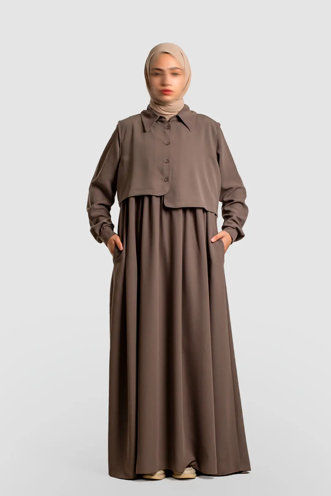 Vest-style Abaya, Mink