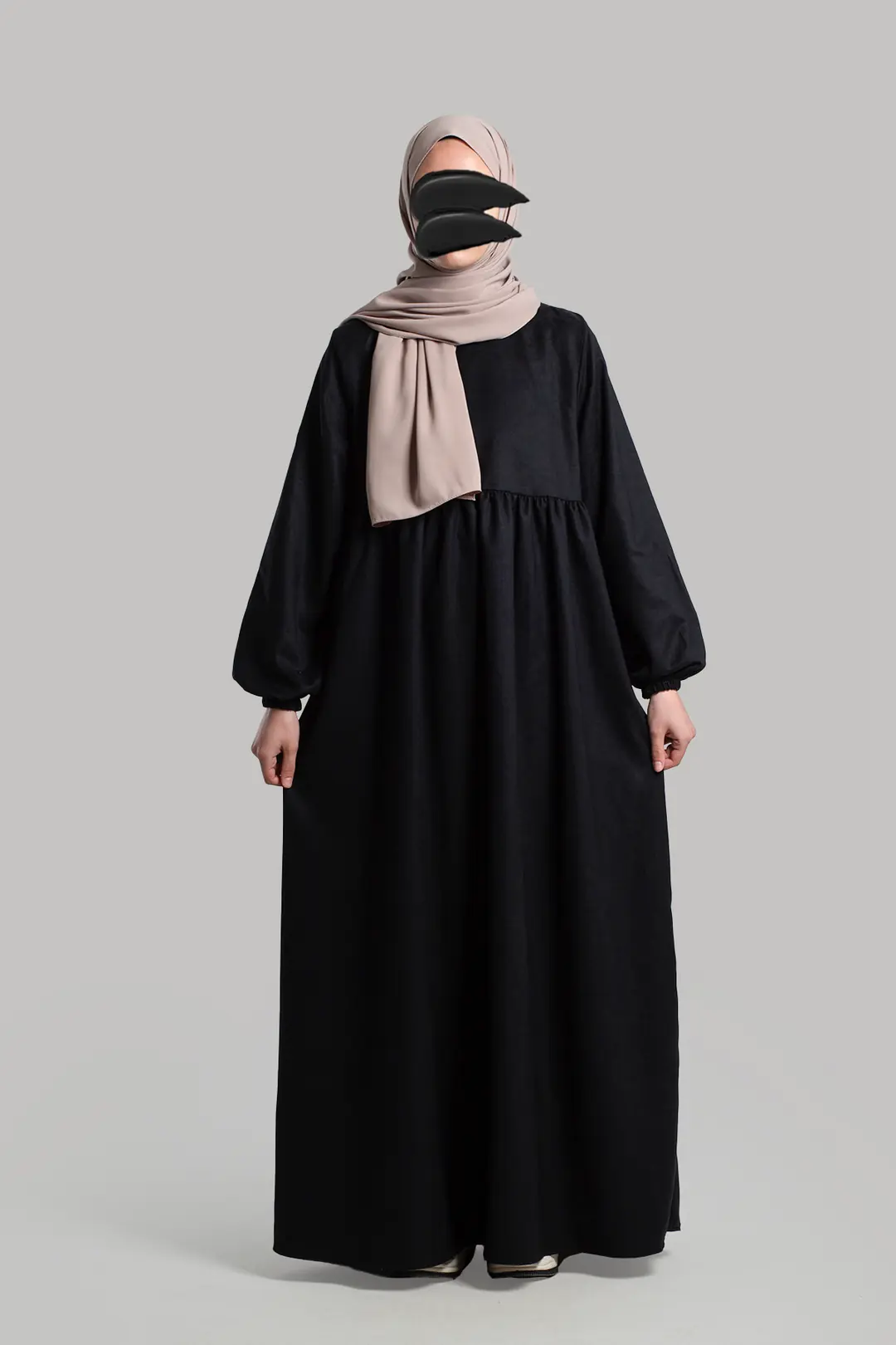 Suede Dress Abaya Black 7