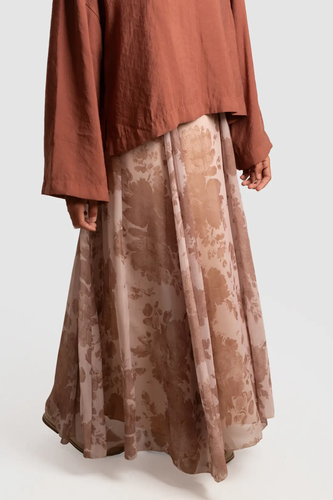 Antique Rose Chiffon Skirt Tan