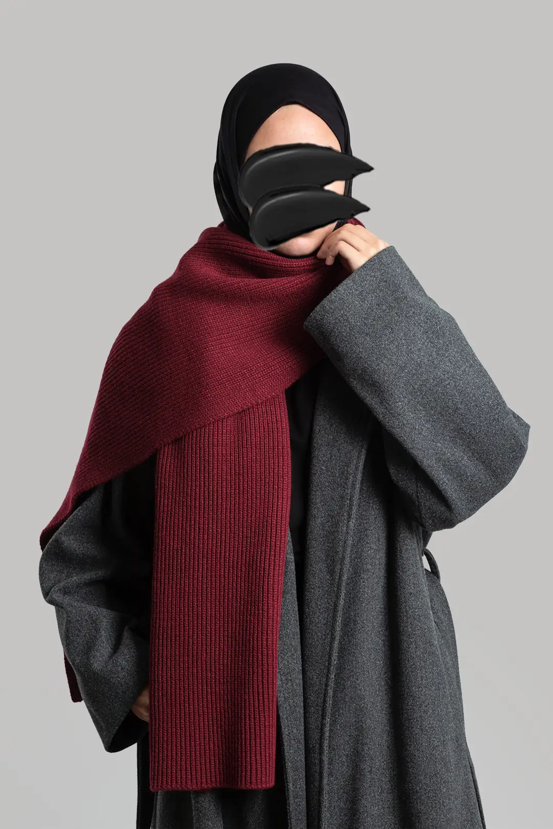 Düz Örgülü Atkı Bordo 5