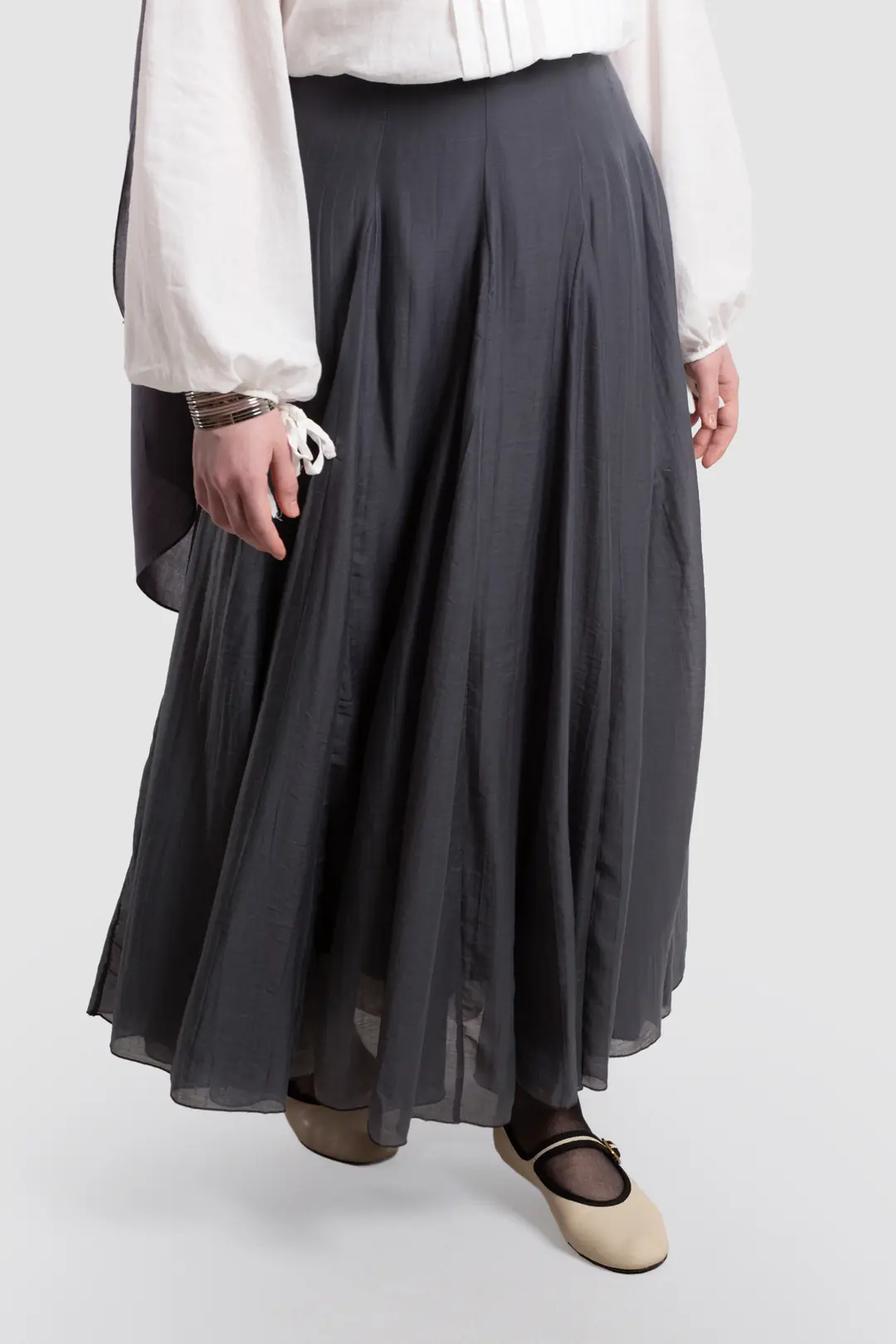 Tencel Flared Skirt, Smoke Grey