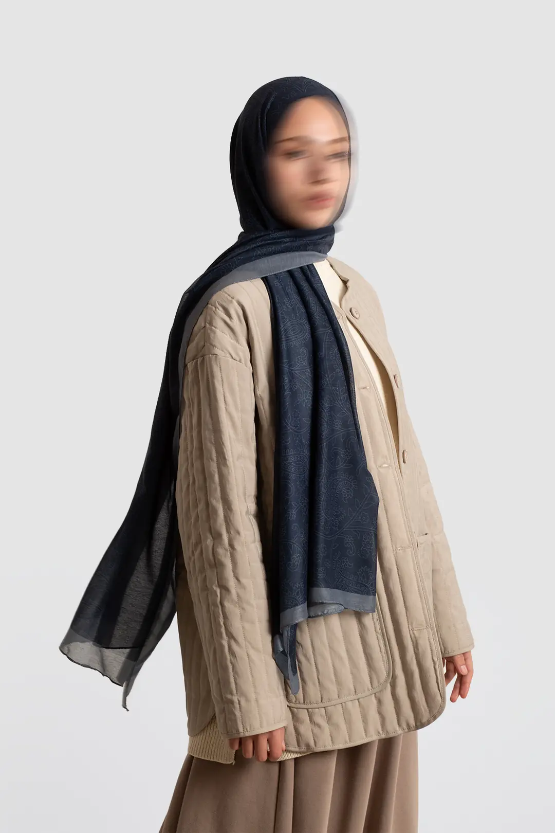 Mystic Textured Cotton Scarf, Navy Blue 7