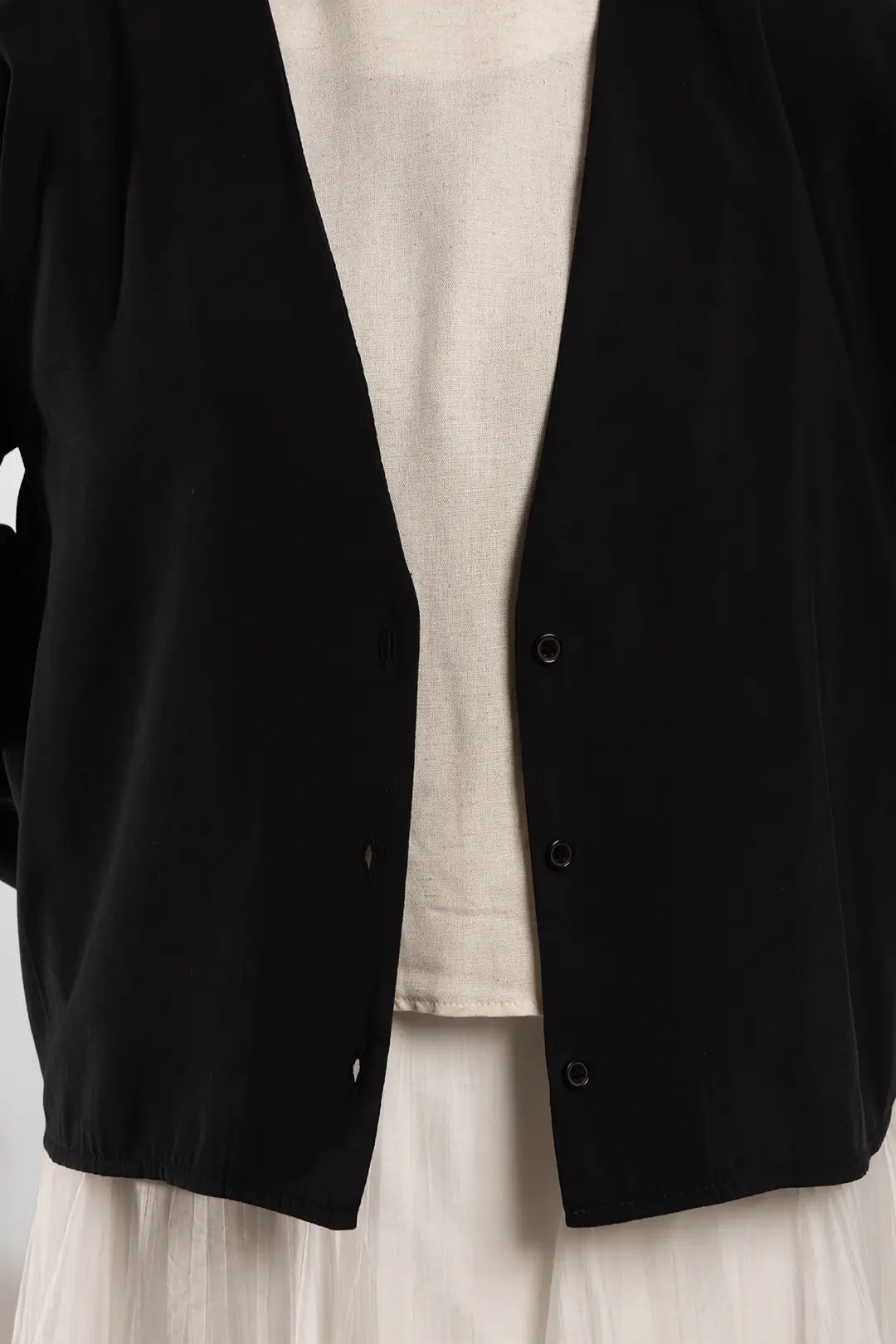 Soft Modal Button-Down Jacket, Black 3