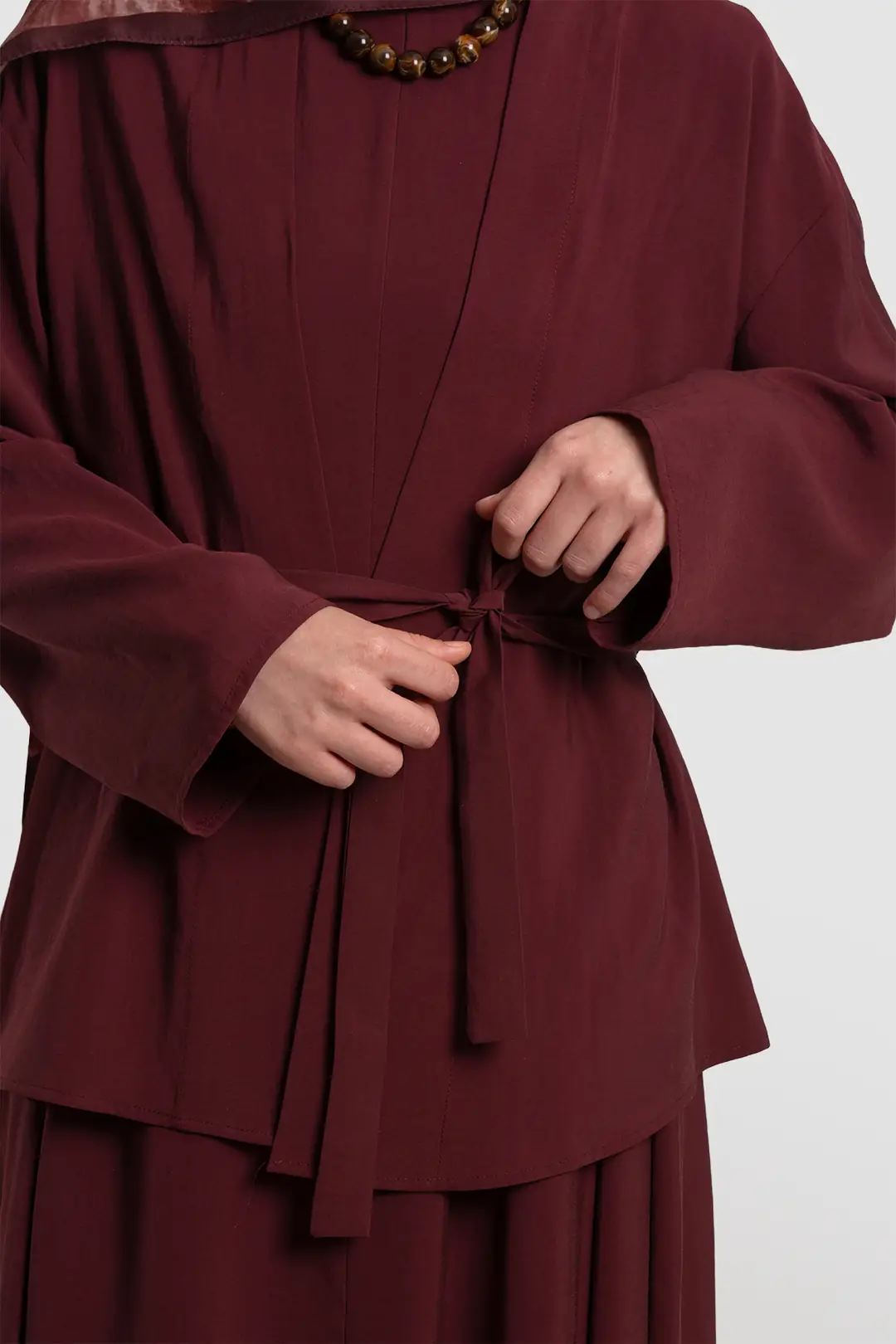 Modal Kimono Jile Elbise Takım Mürdüm 7