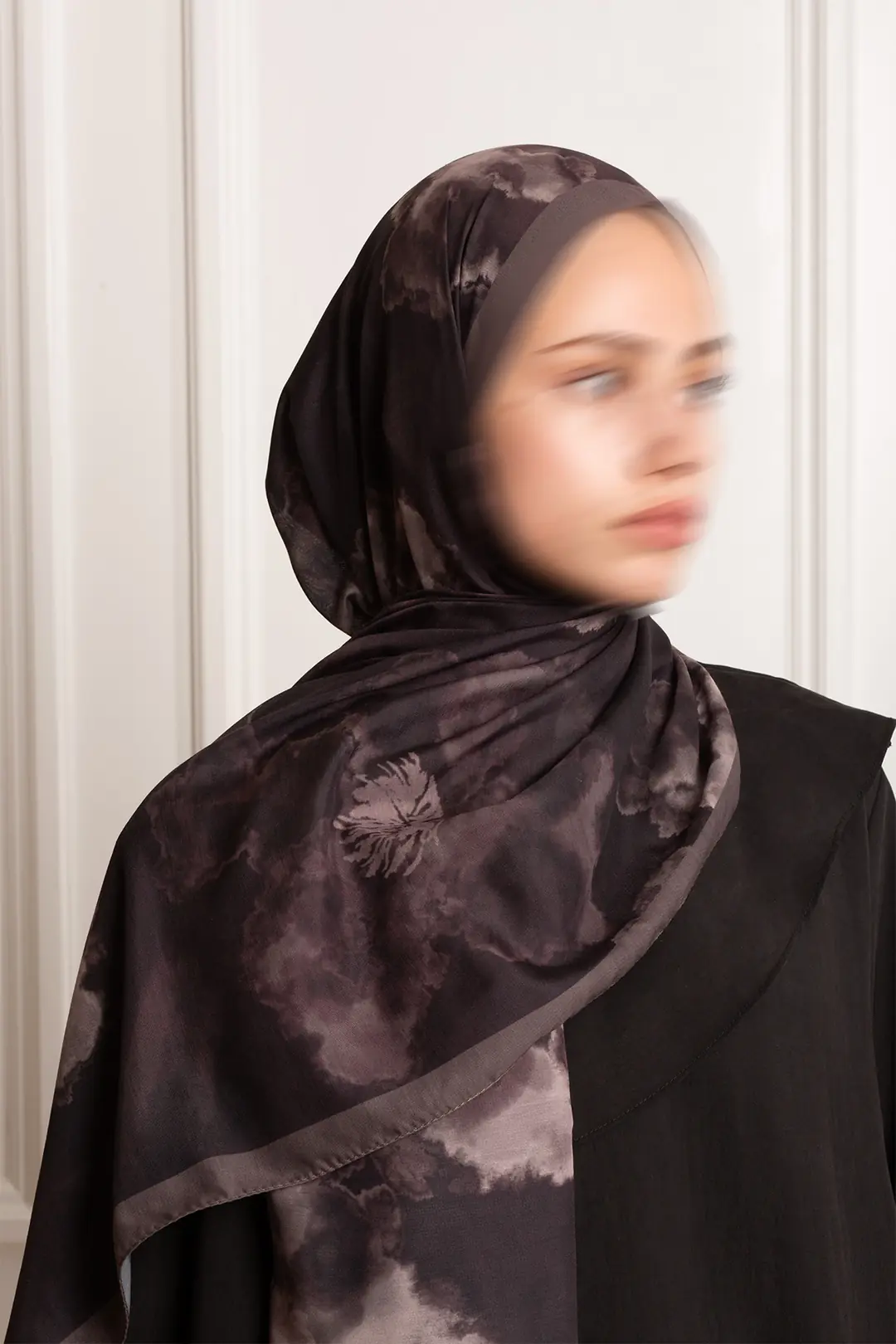 Puslu Bahçe Desenli Soft Şal Kahve 4