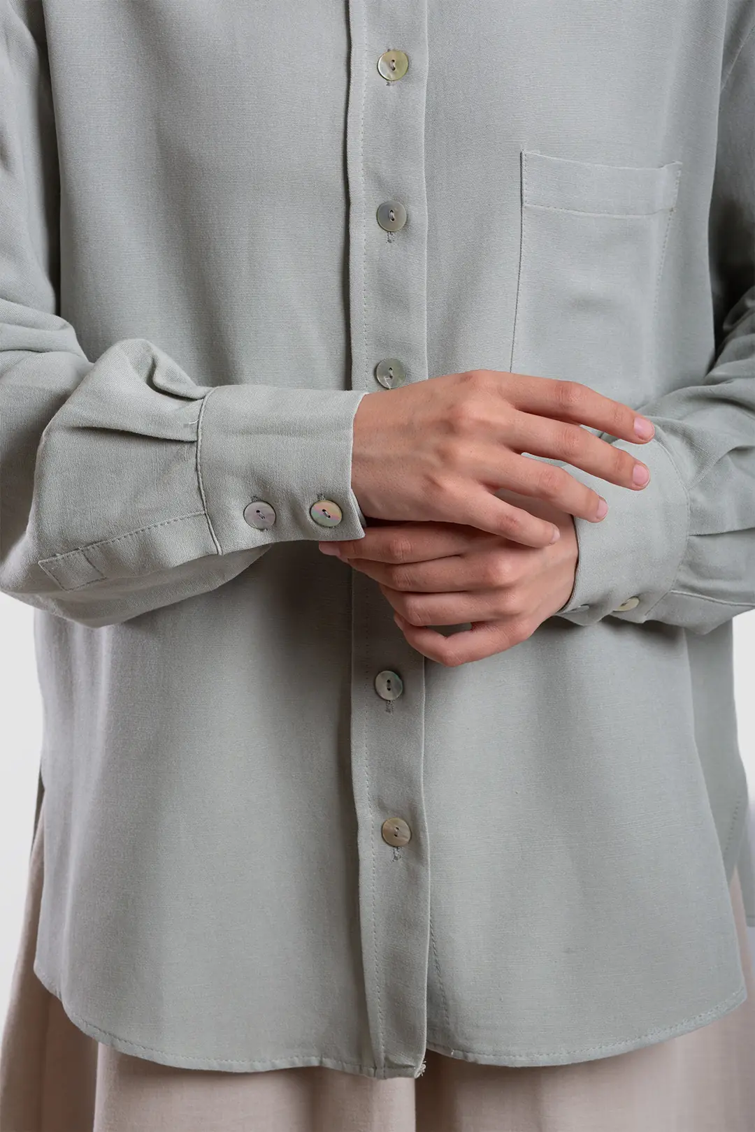 Classic Collar Linen Shirt Light Green 5