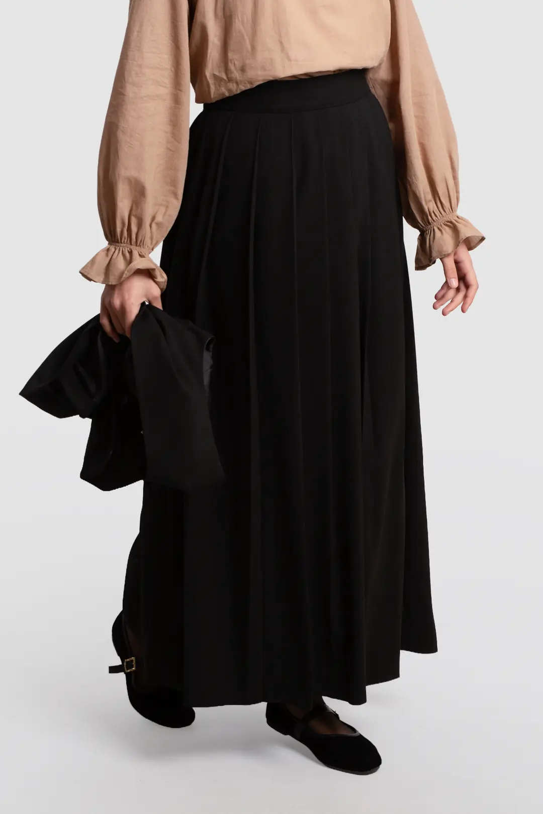 Pleated Viscose Skirt Black 7