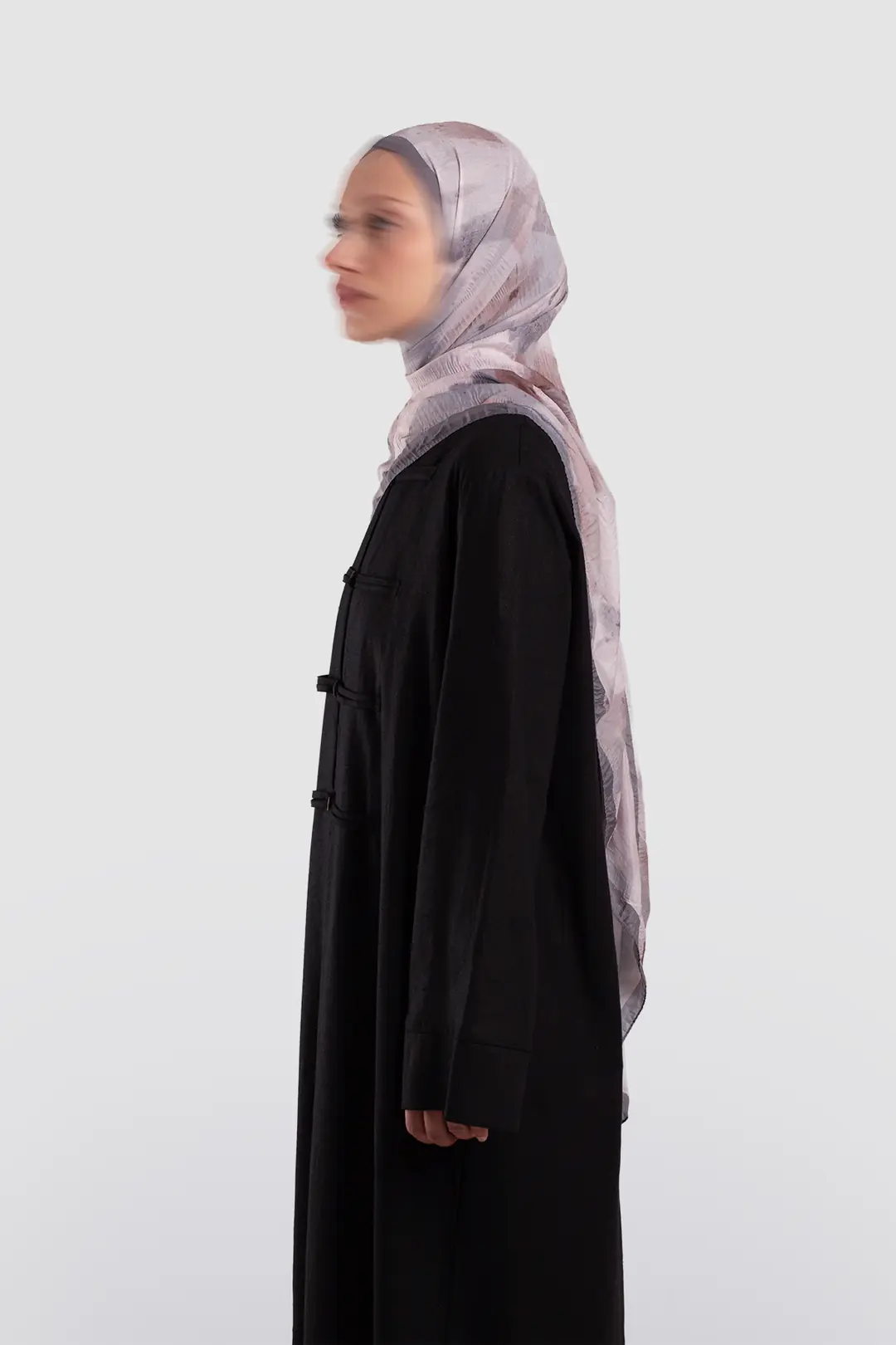 Birit Detaylı Keten Abaya Siyah 8