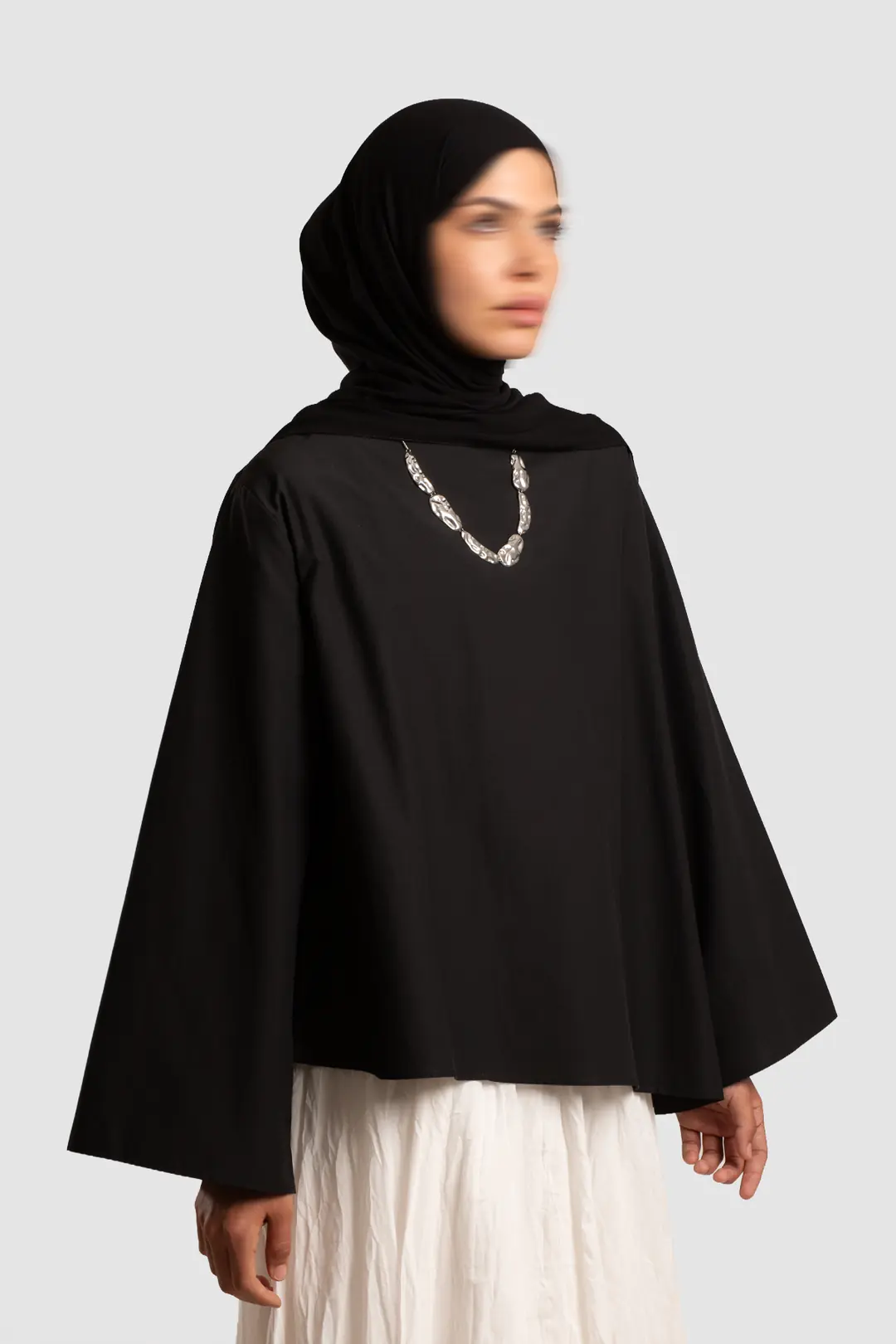 Asymmetric Poplin Blouse Black 3