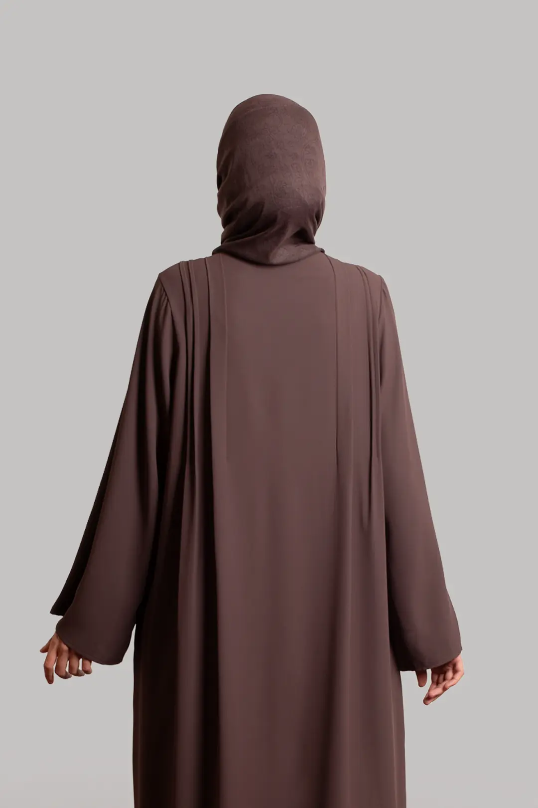 Ribbed Buttoned Abaya Brown 5
