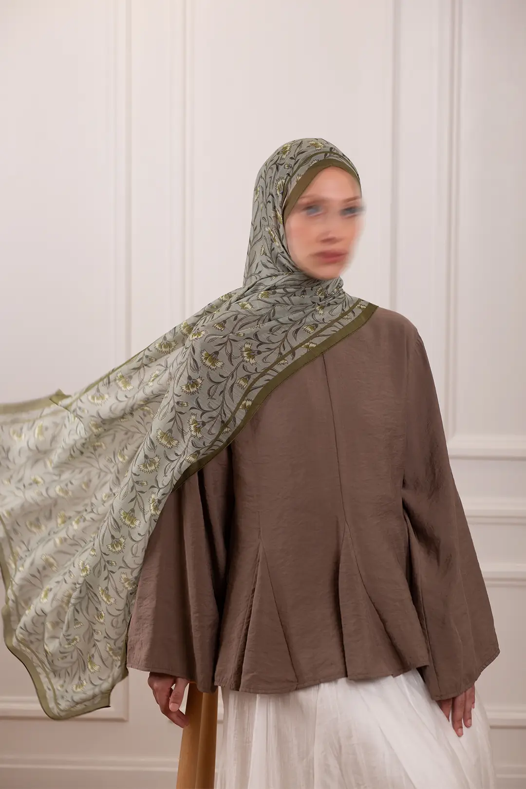 Hazeran Desenli Soft Şal Haki 4