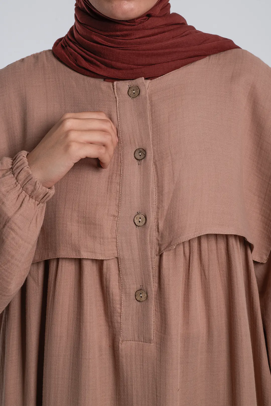 Collared Muslin Dress Powder Pink 4