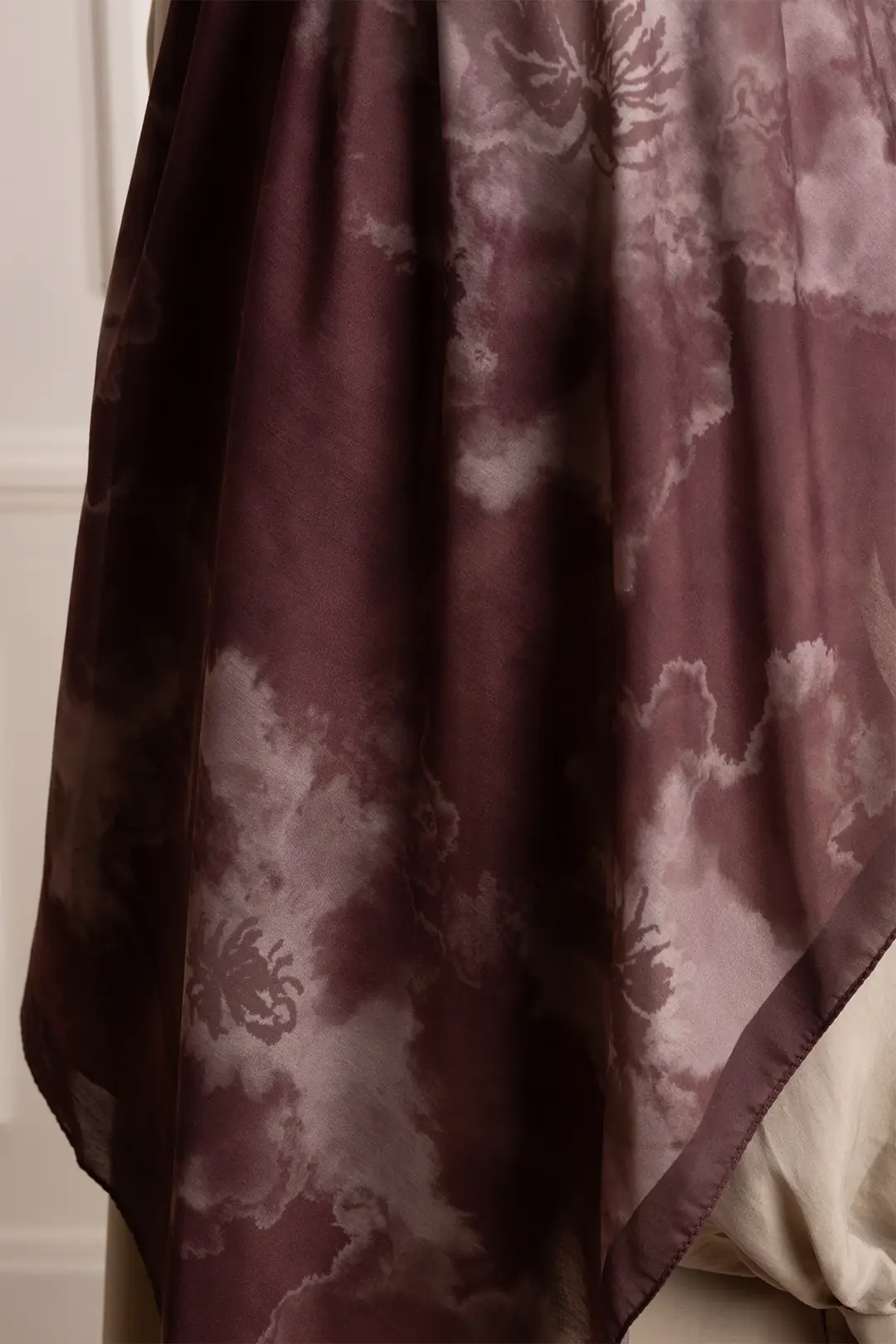 Puslu Bahçe Desenli Soft Şal Bordo 10