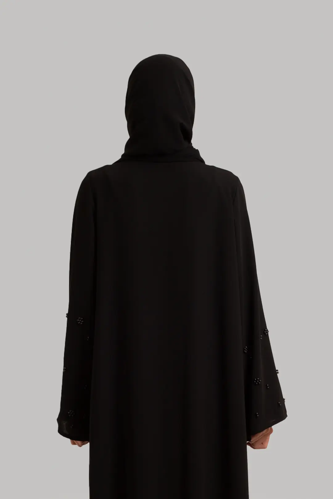 Boncuk Detaylı Abaya Siyah 6